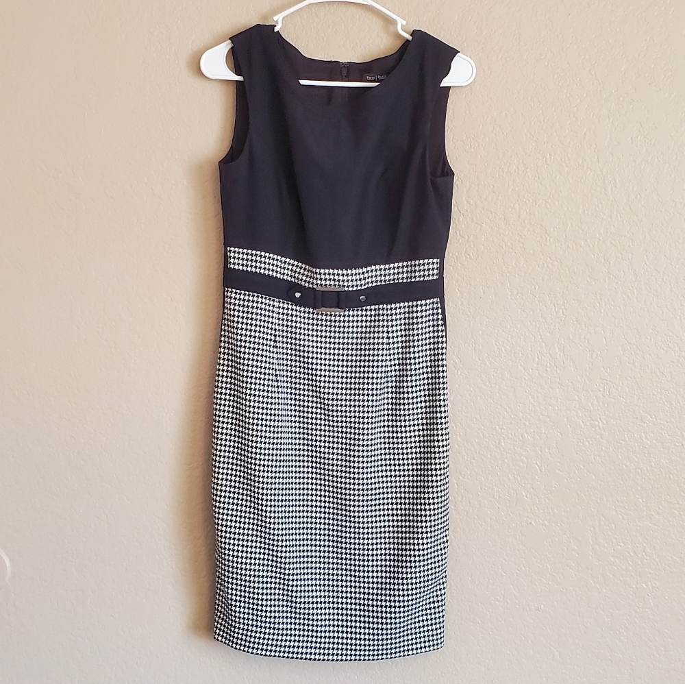 WHBM Sleeveless Houndstooth Sheath Dress sz 4